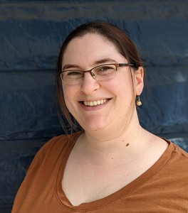 Liz DiFiore is a goblin on a blue background